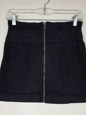 Free People Black Mini Zipper Skirt